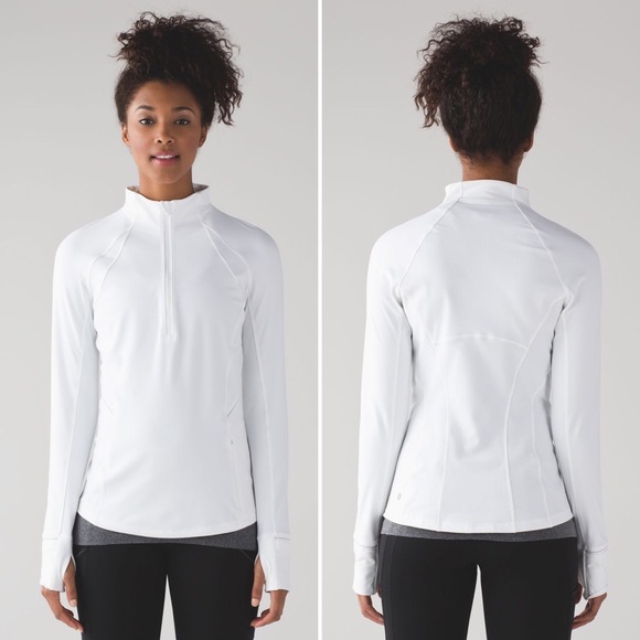 lululemon athletica Tops - Lululemon White Fresh Tracks 1/2 Zip Long Sleeve 6